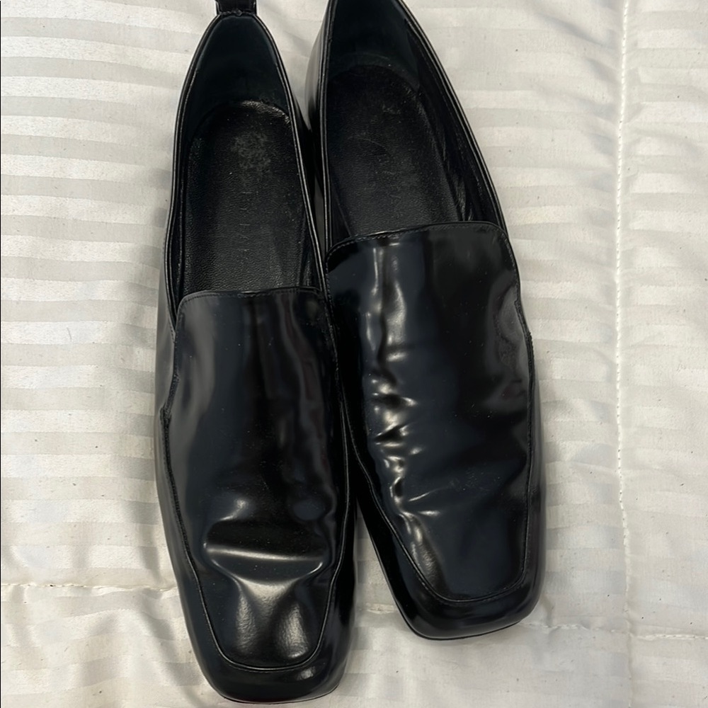 BY FAR Black Leather Flats Sleek Slip-On Loafers